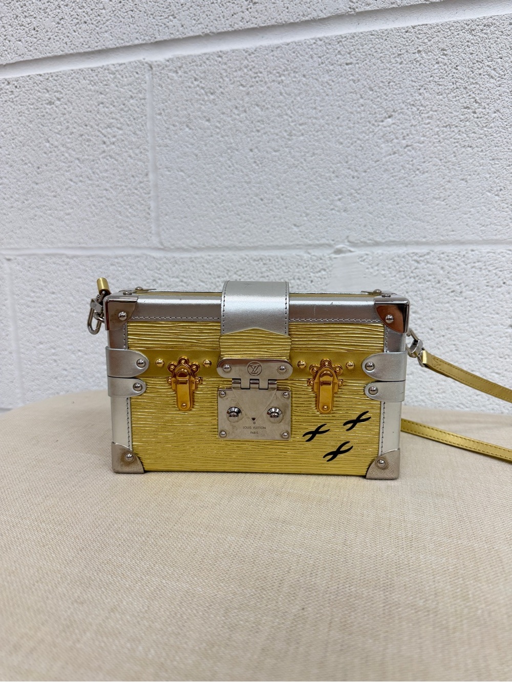 Louis Vuitton Yellow Epi and Silver Petite Malle Mini Trunk Crossbody